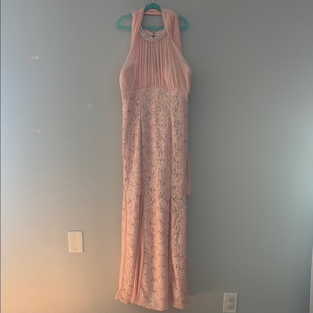 Pink Halter Maxi Gown for Prom